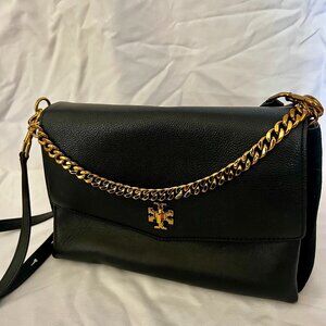 Tory Burch Kira Blac Pebble leathr clutch purse